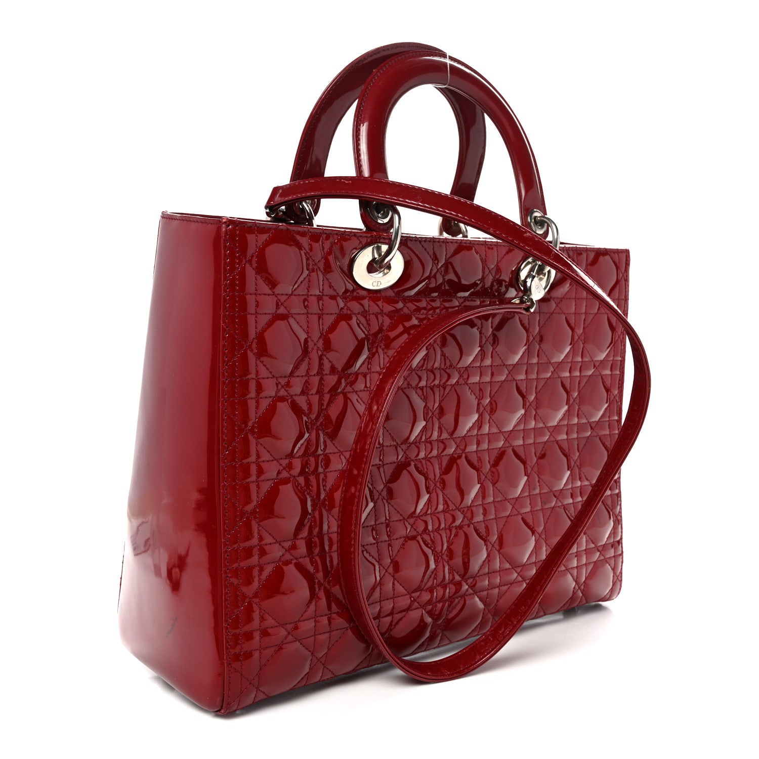 Christian Dior Patent Cannage Large Lady Dior Red 3 of 12
