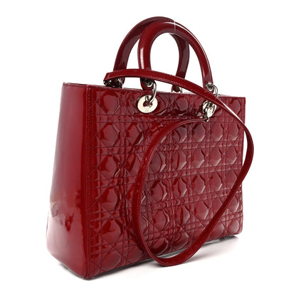 Christian Dior Patent Cannage Large Lady Dior Red 3 of 12