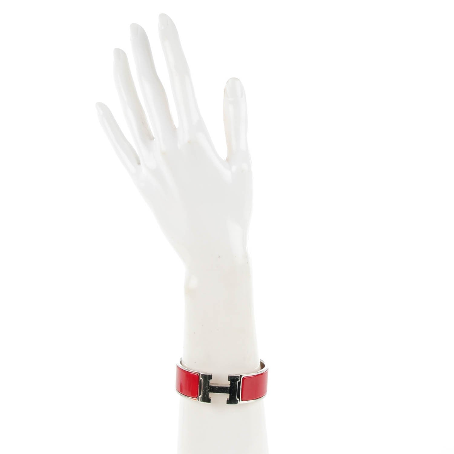 Hermes Enamel Wide Clic Clac H Bracelet PM Rouge 2 of 6