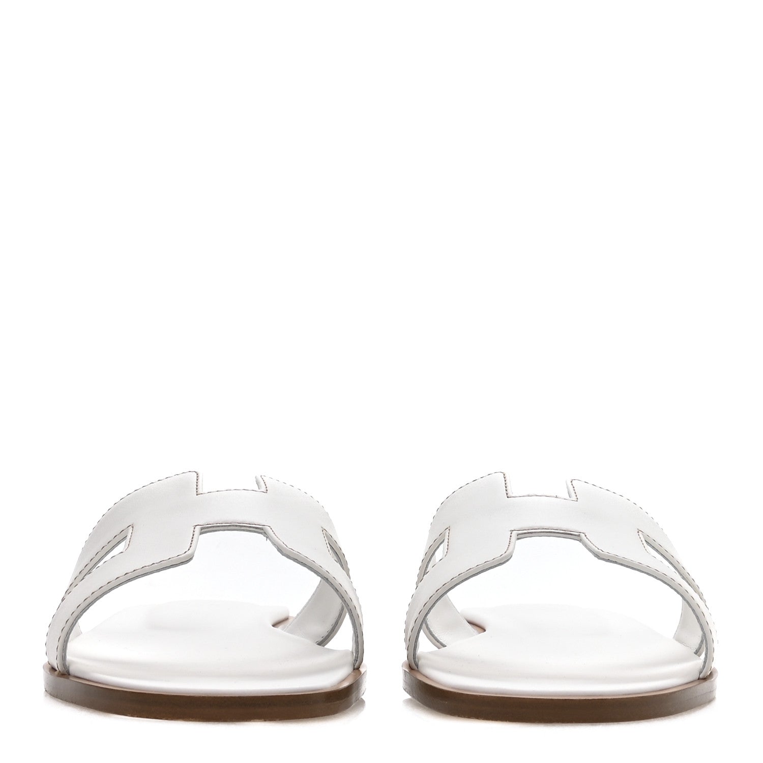 Hermes Box Calfskin Oran Sandals 39.5 White 3 of 8