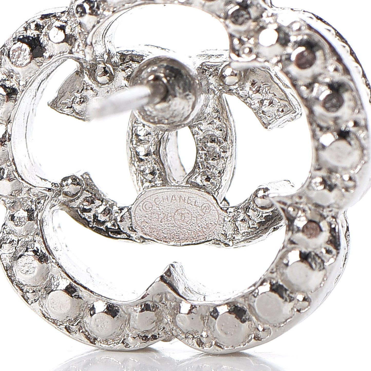 Crystal CC Camellia Earrings Silver
