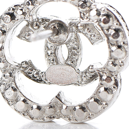 Chanel Crystal CC Camellia Earrings Silver 4 of 5