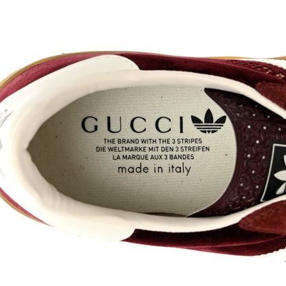 Gucci X ADIDAS Softy Velvet Suede Madeira Demetra Mens Gazelle Sneakers 8.5 Bordeaux Velvet Cherry Off White 7 of 11