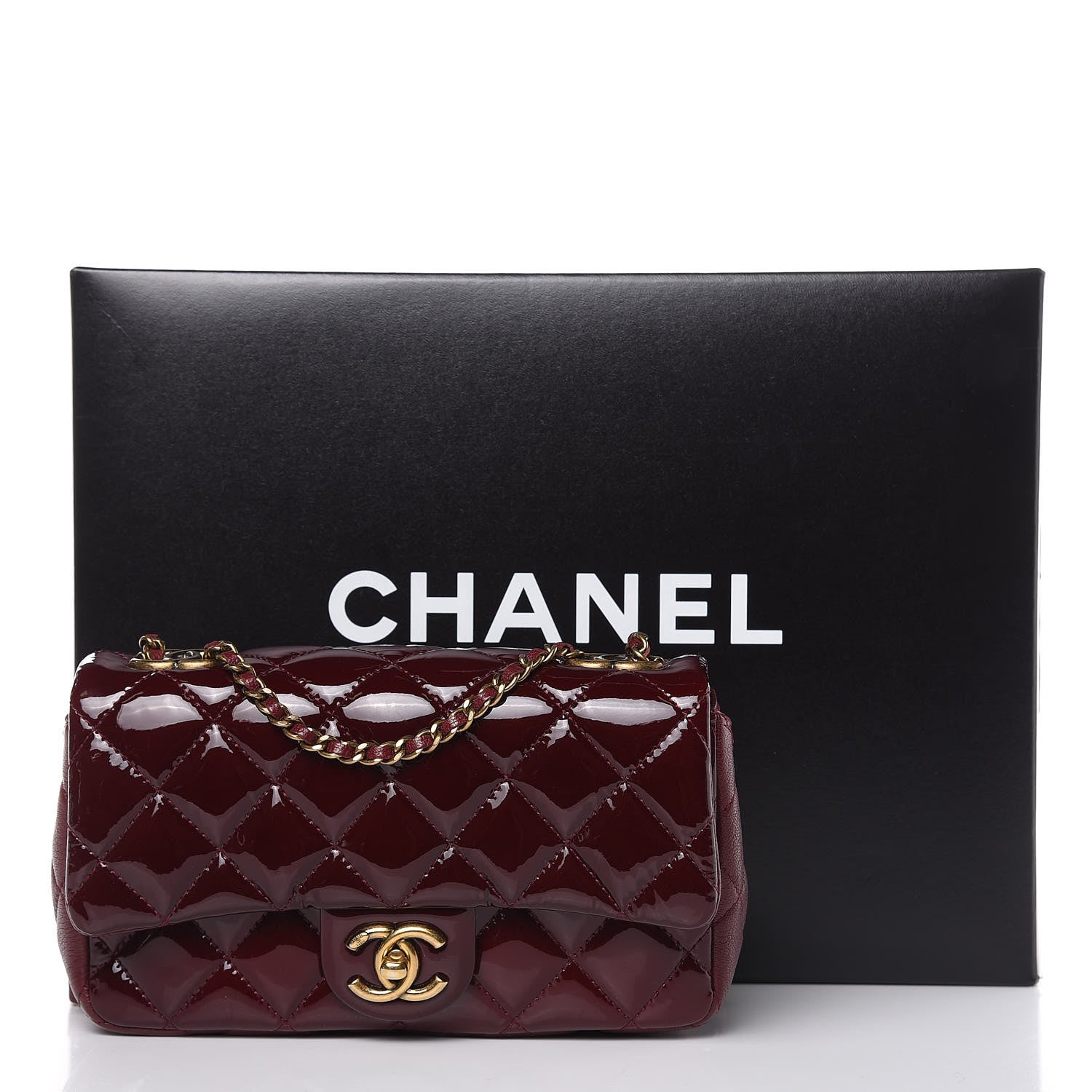 Chanel Patent Goatskin Quilted Medium CC Eyelet Flap Burgundy 12 of 12