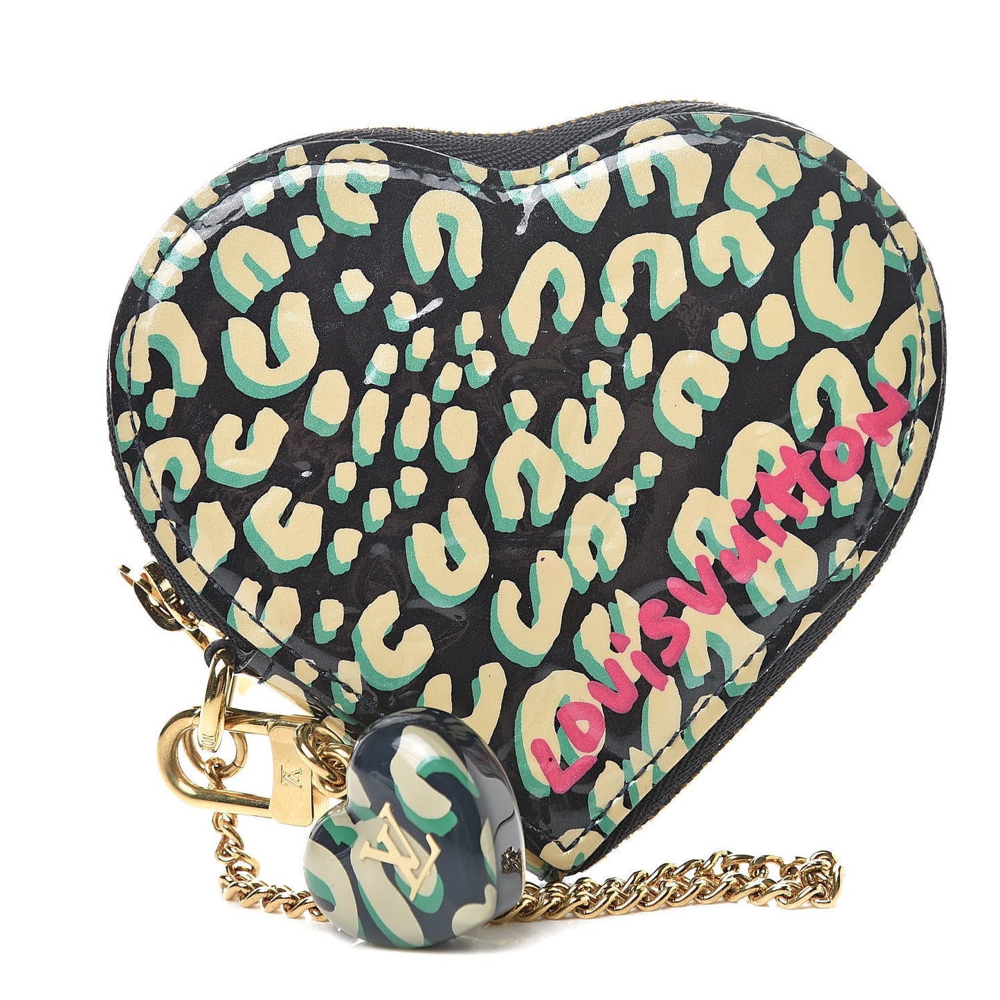 Vernis Leopard Coeur Heart Coin Purse Blue Infini