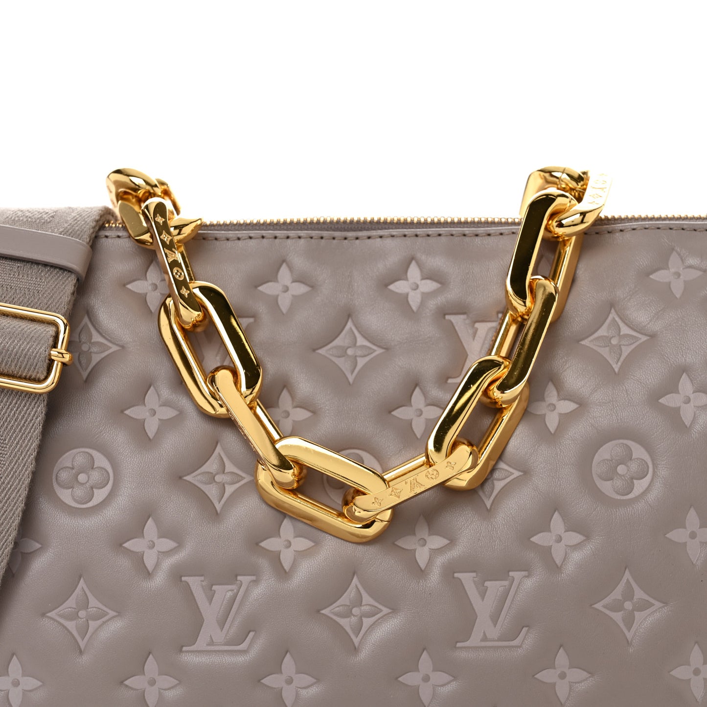 Lambskin Embossed Monogram Coussin MM Grey