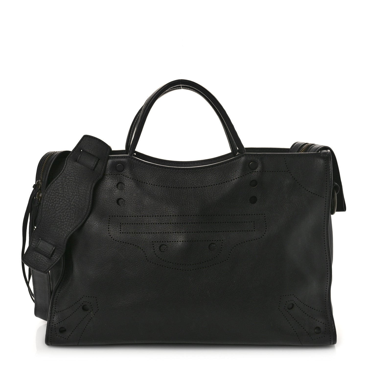 Balenciaga Veau Soyeux Perforated Blackout Hardware City Black 1 of 9