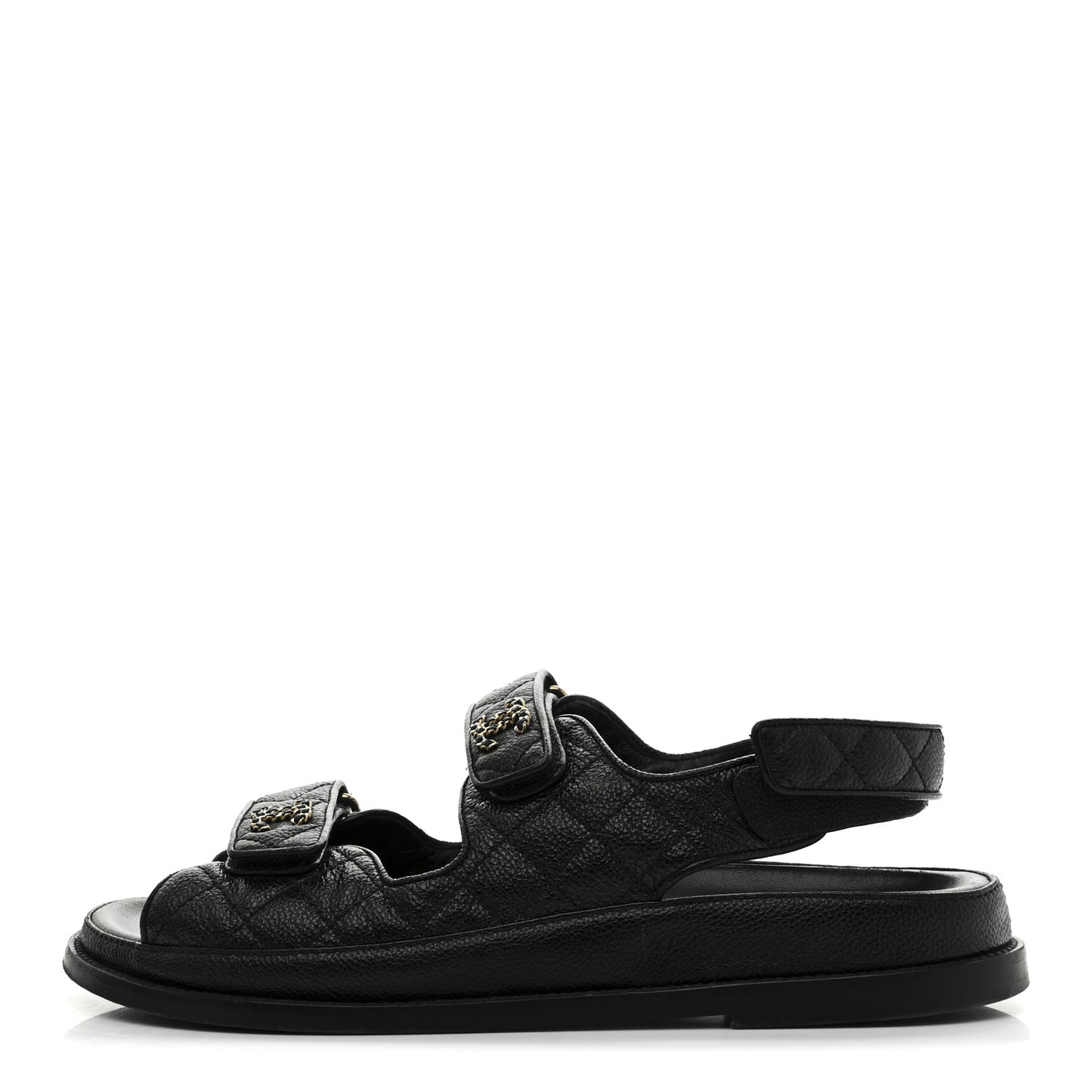 Grained Calfskin Velcro Dad Sandals 40 Black