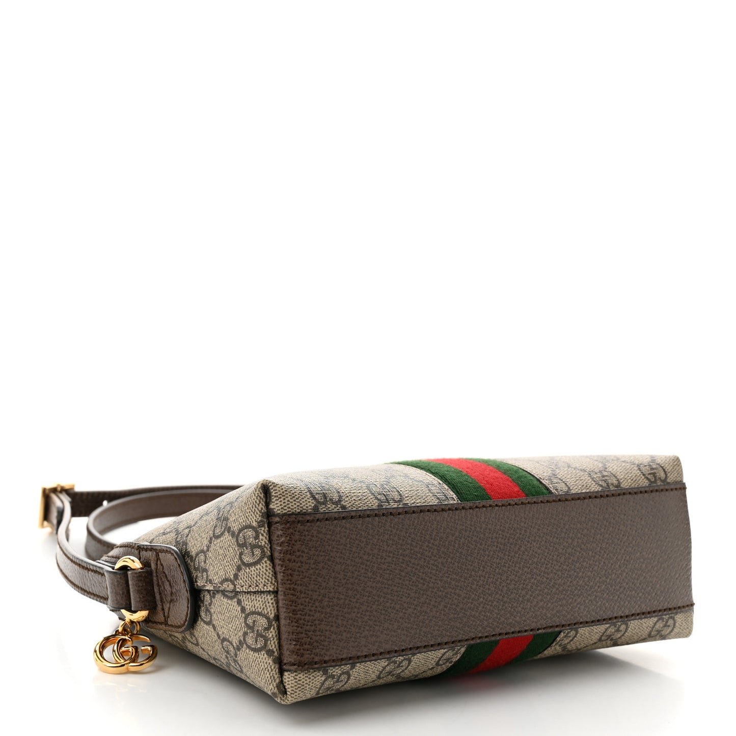 GG Supreme Monogram Textured Dollar Calfskin Web Small Ophidia Dome Shoulder Bag Beige Ebony New Acero