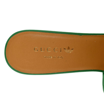 Gucci X ADIDAS Nappa Charlotte Suede Monogram Jumbo GG Trefoil 75mm Slide Sandals 37 New Shamarock Ivoire 7 of 9