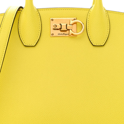 Salvatore Ferragamo Hammered Calfskin The Studio Box Bag Yellow 8 of 10