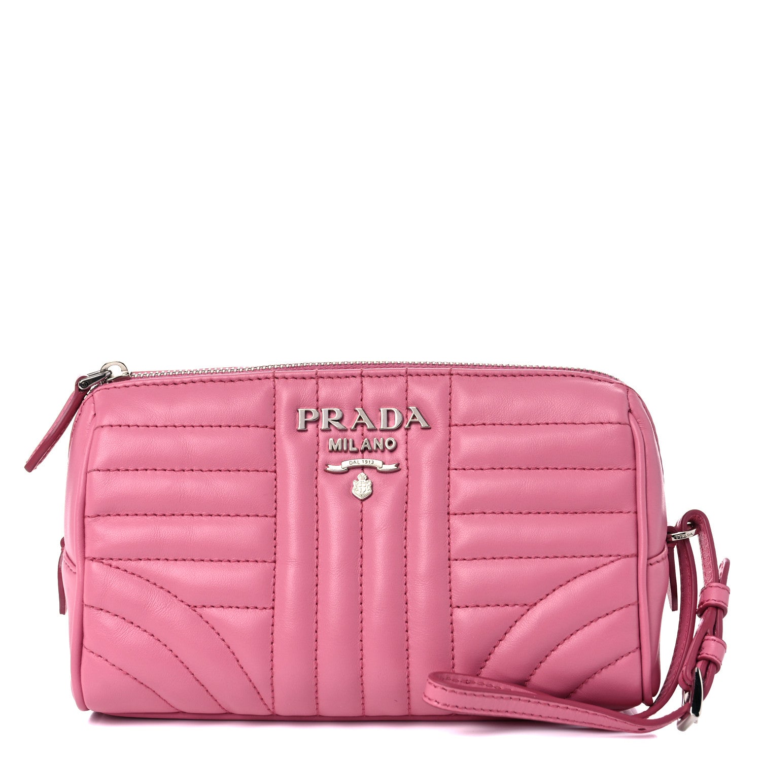 Prada Soft Calfskin Impunture Diagramme Wristlet Pouch Begonia 1 of 11