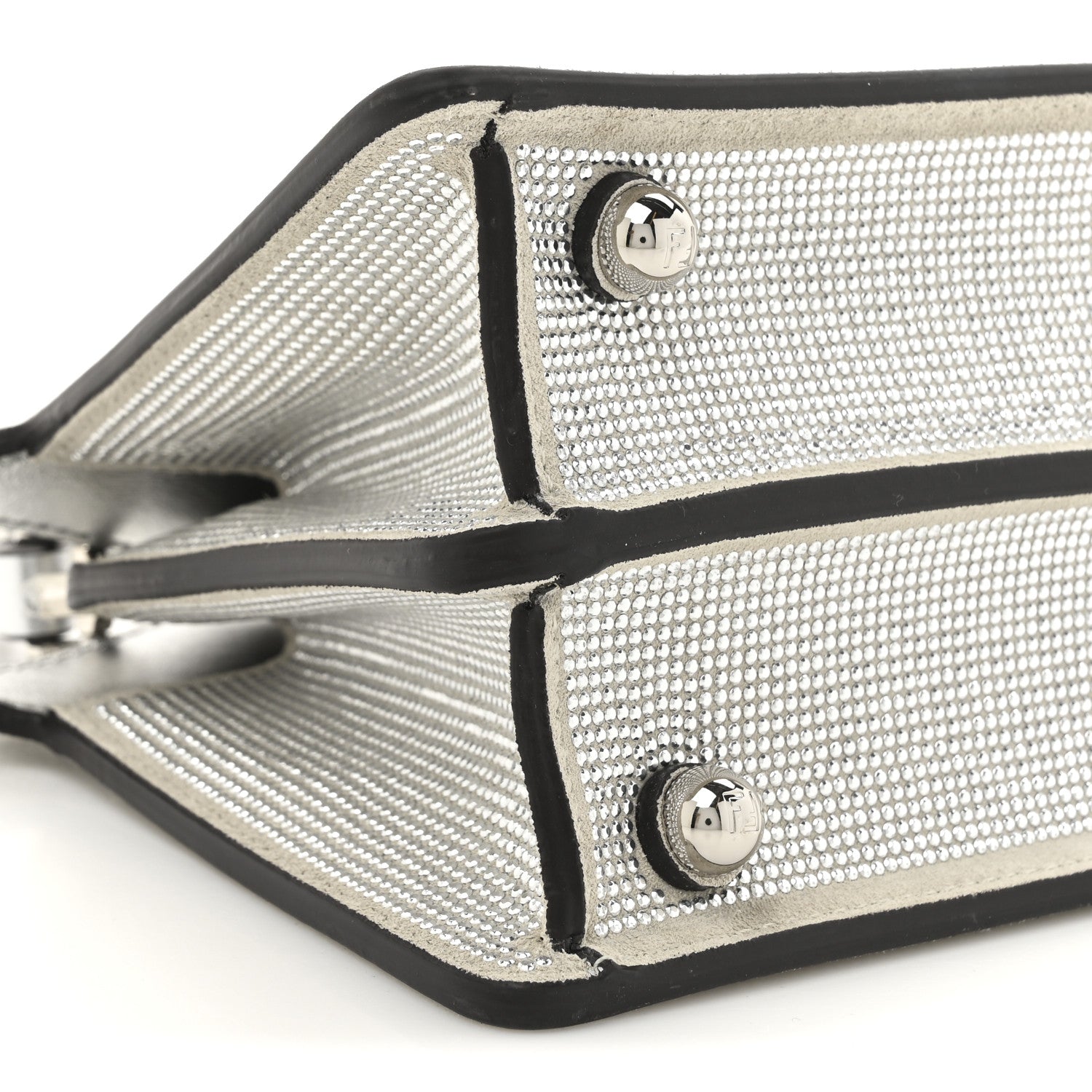 Fendi Crystal Vitello Laminato FF Petite Peekaboo I SEE U Satchel Crystal Argento 12 of 13