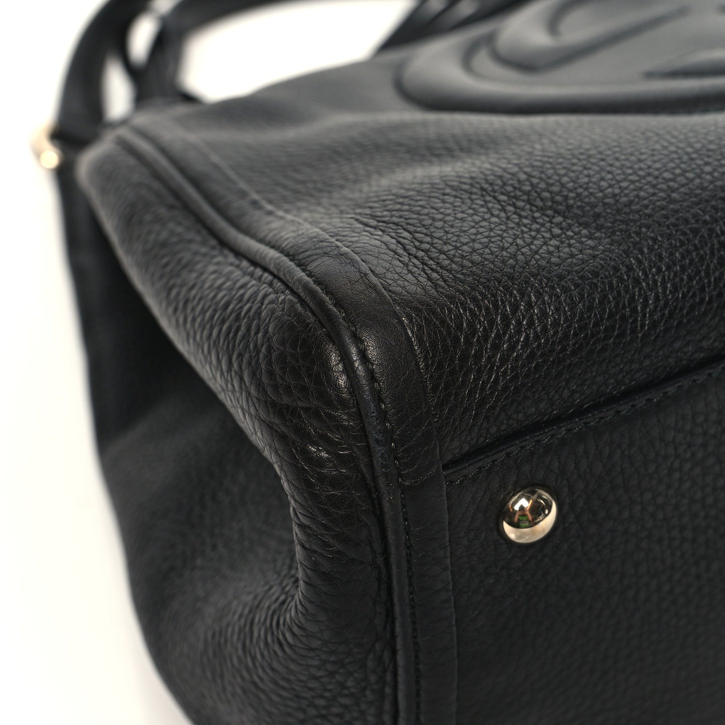 Pebbled Calfskin Medium Soho Shoulder Bag Black