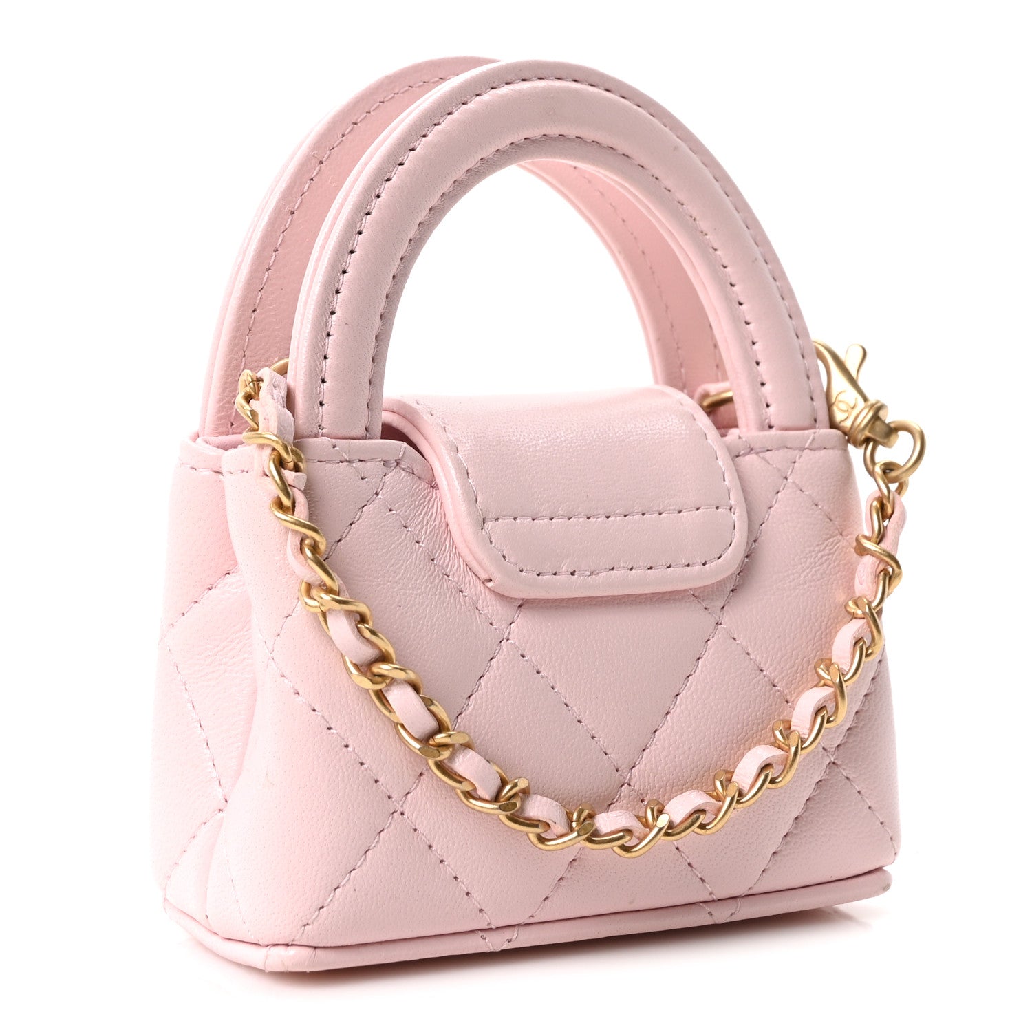 Chanel Shiny Lambskin Quilted Mini Kelly Bag Charm Light Pink 3 of 10