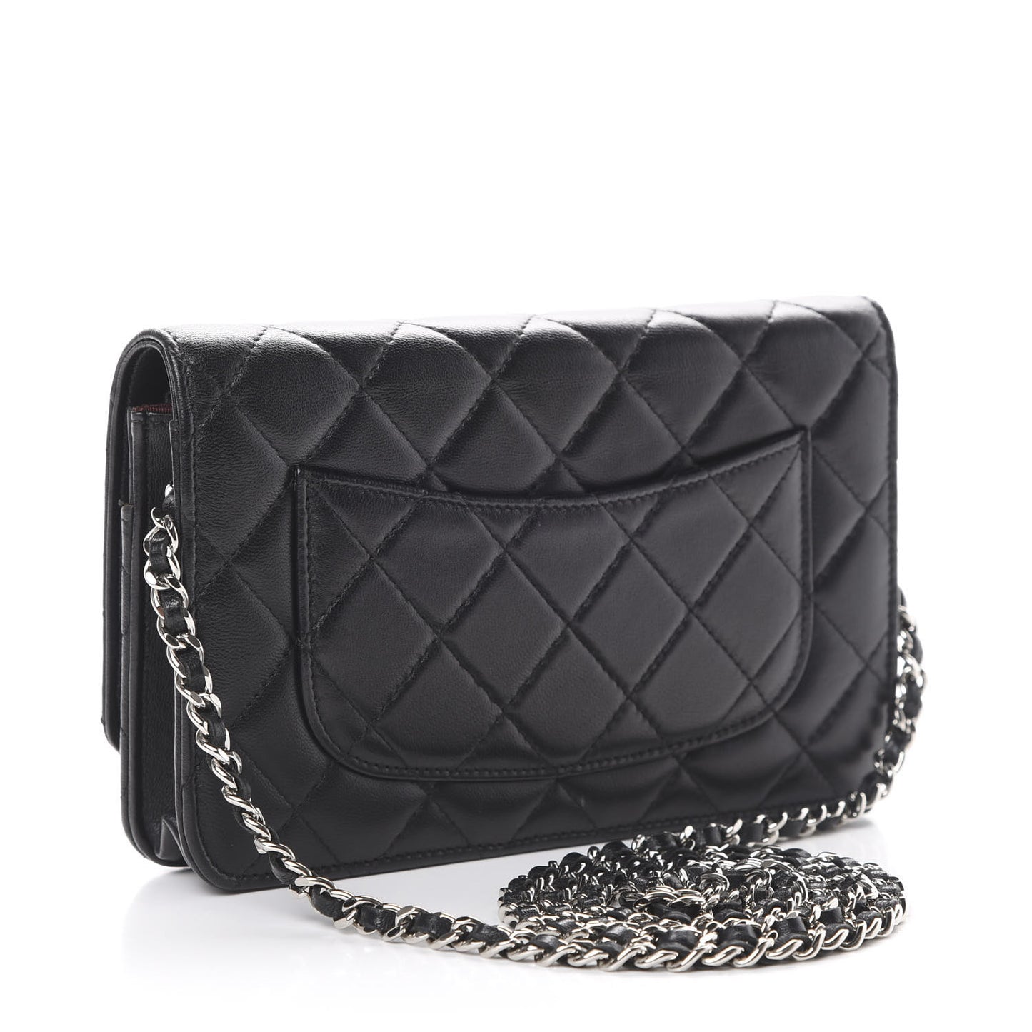 Lambskin Quilted Wallet On Chain WOC Black