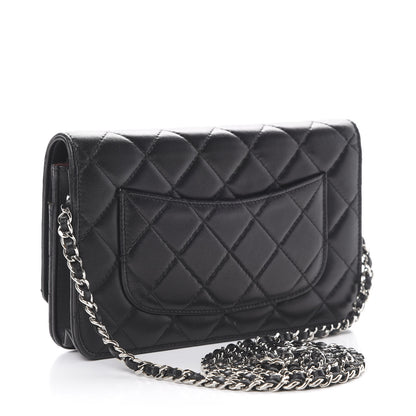 Chanel Lambskin Quilted Wallet On Chain WOC Black 2 of 17