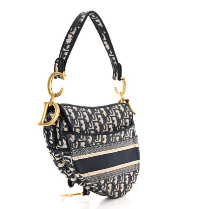 Christian Dior Oblique Embroidered Saddle Bag Blue 3 of 11