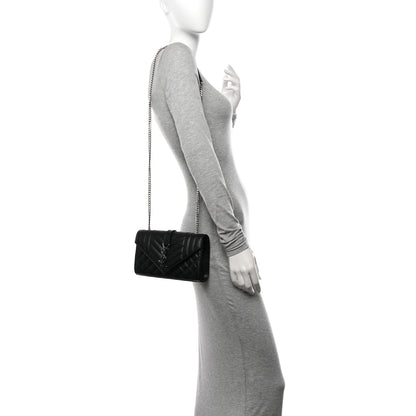 Saint Laurent Grain De Poudre Textured Mixed Matelasse Triquilt Small Monogram Satchel Black 2 of 10