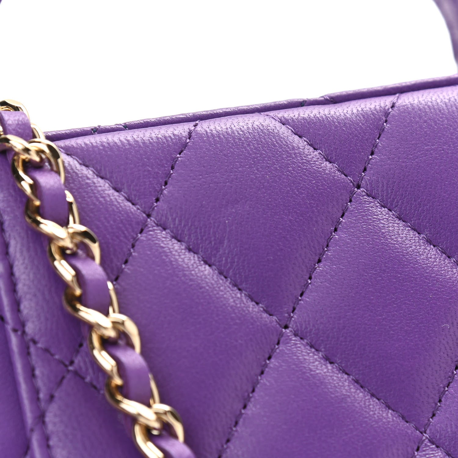 Chanel Lambskin Quilted Small Top Handle Vanity Case With Chain Purple 11 of 12