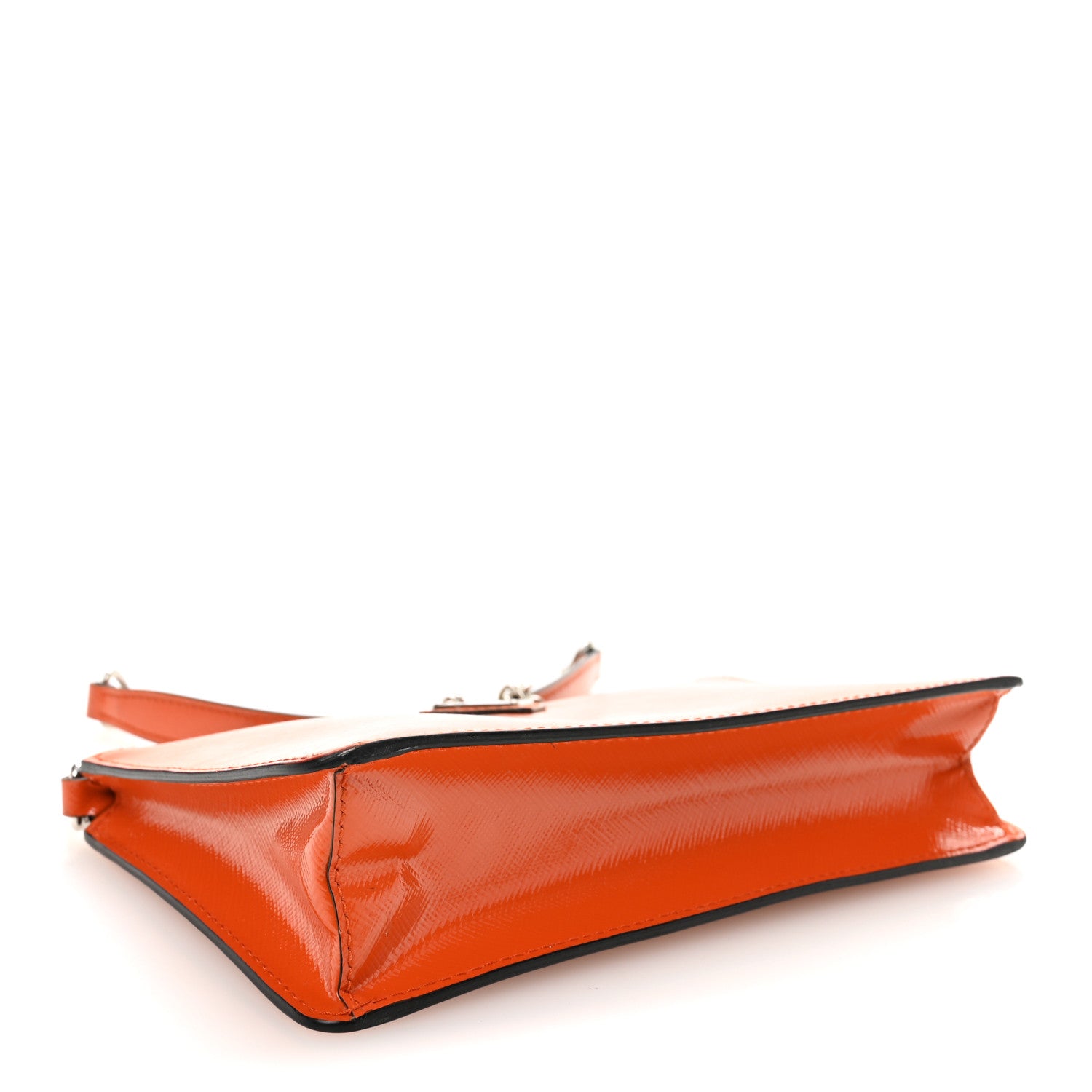Prada Saffiano Vernice Chain Crossbody Bag Papaya 4 of 11