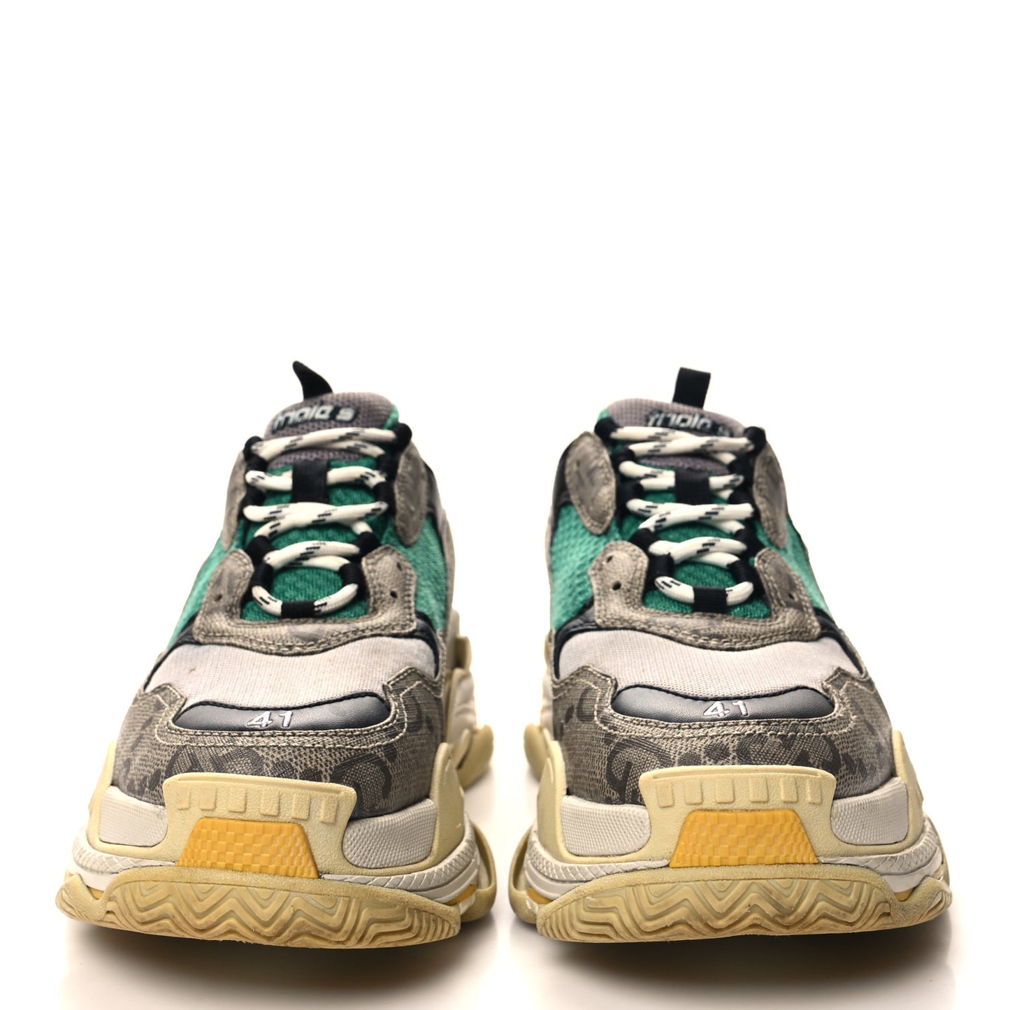 X GUCCI Maxi GG Supreme Monogram Mens Triple S Sneakers 8 Beige Ebony Black Green