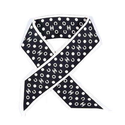Chanel Silk CC Twilly Hair Tie Black White 1 of 4