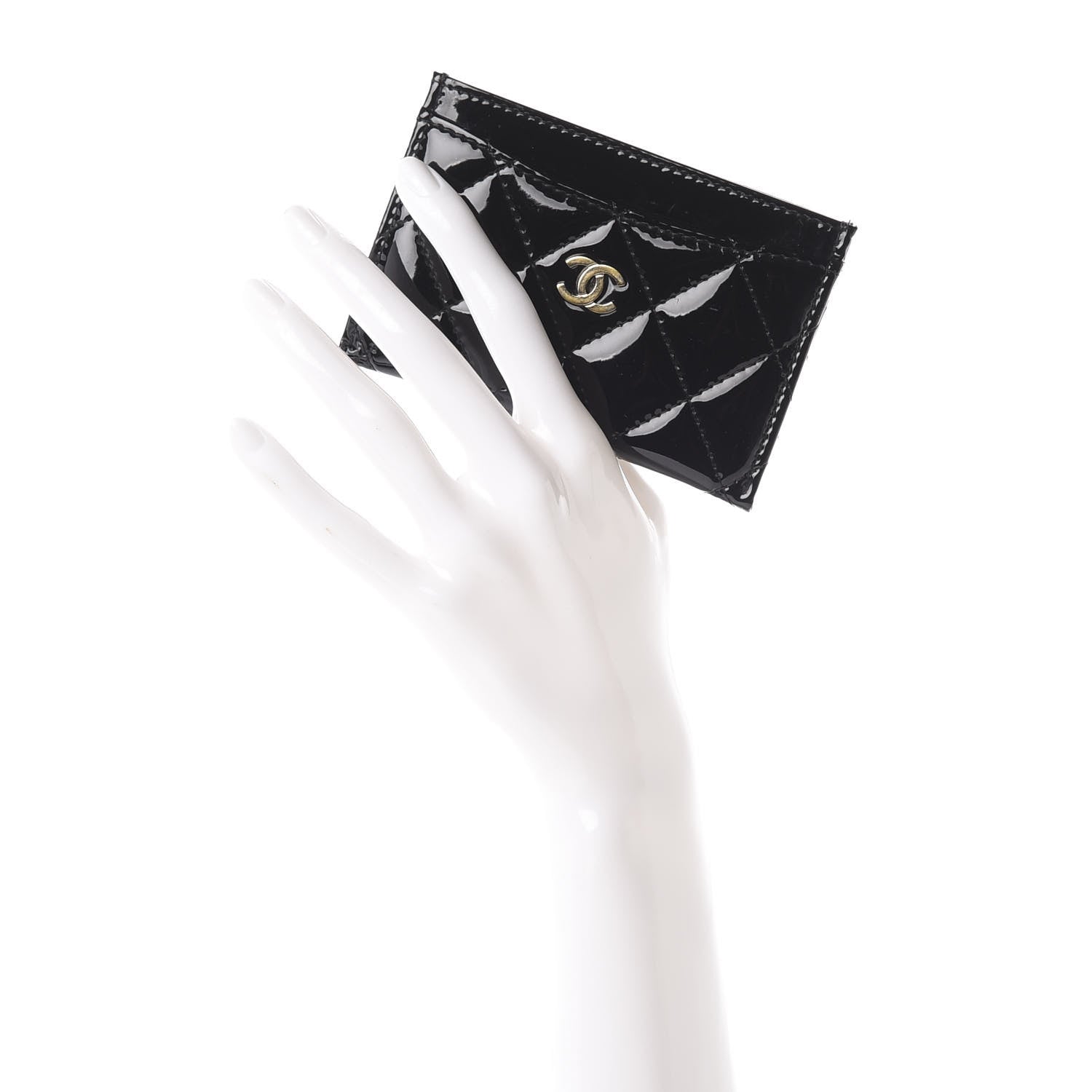 Chanel Patent Calfskin Quilted Card Holder Black 2 of 7