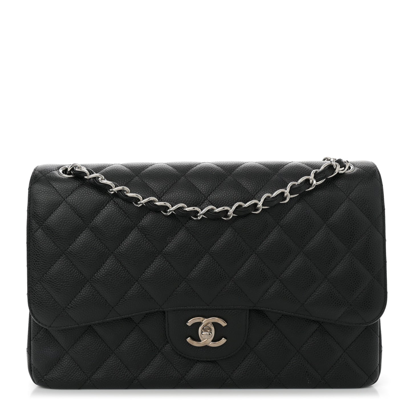 Caviar Quilted Jumbo Double Flap Black