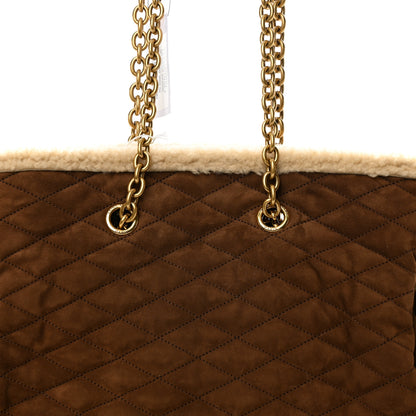 Saint Laurent Suede Shearling Quilted Le Pochon Natural Tan 9 of 12