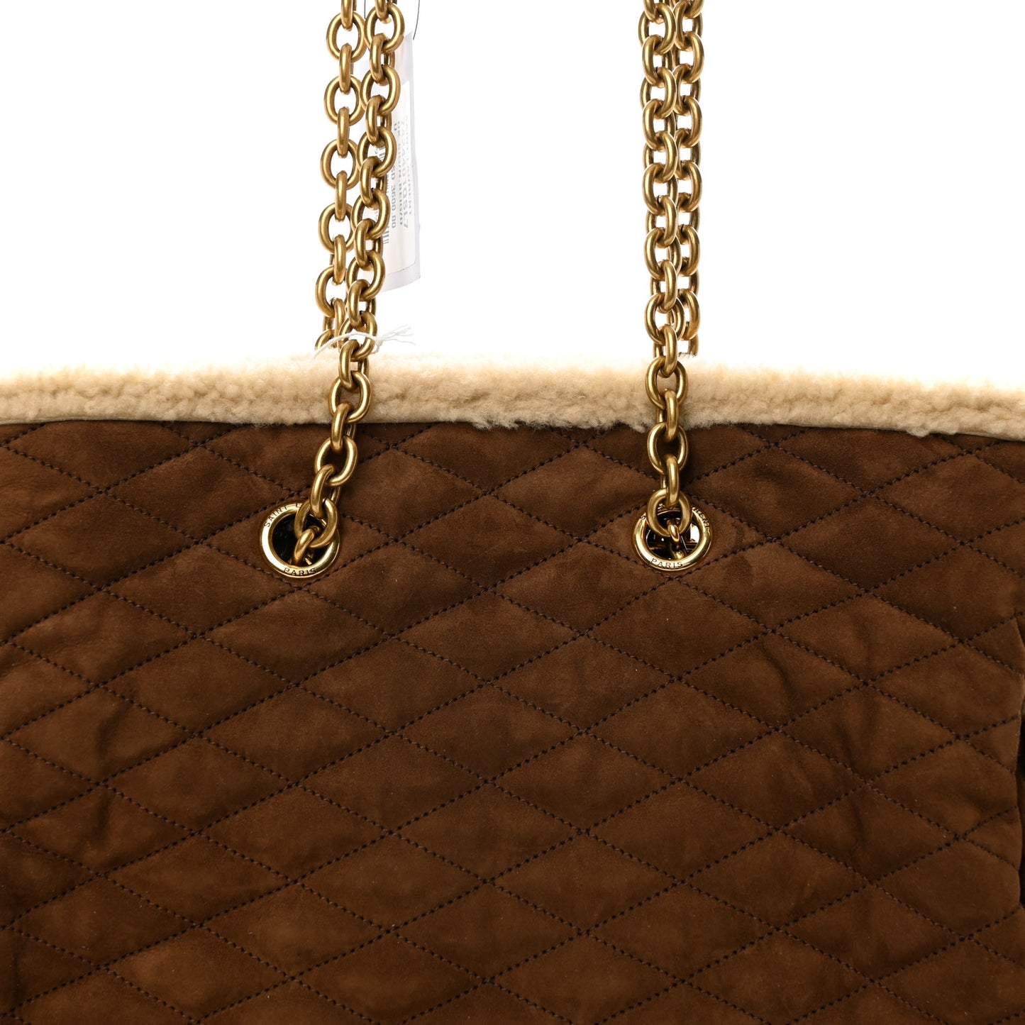 Suede Shearling Quilted Le Pochon Natural Tan