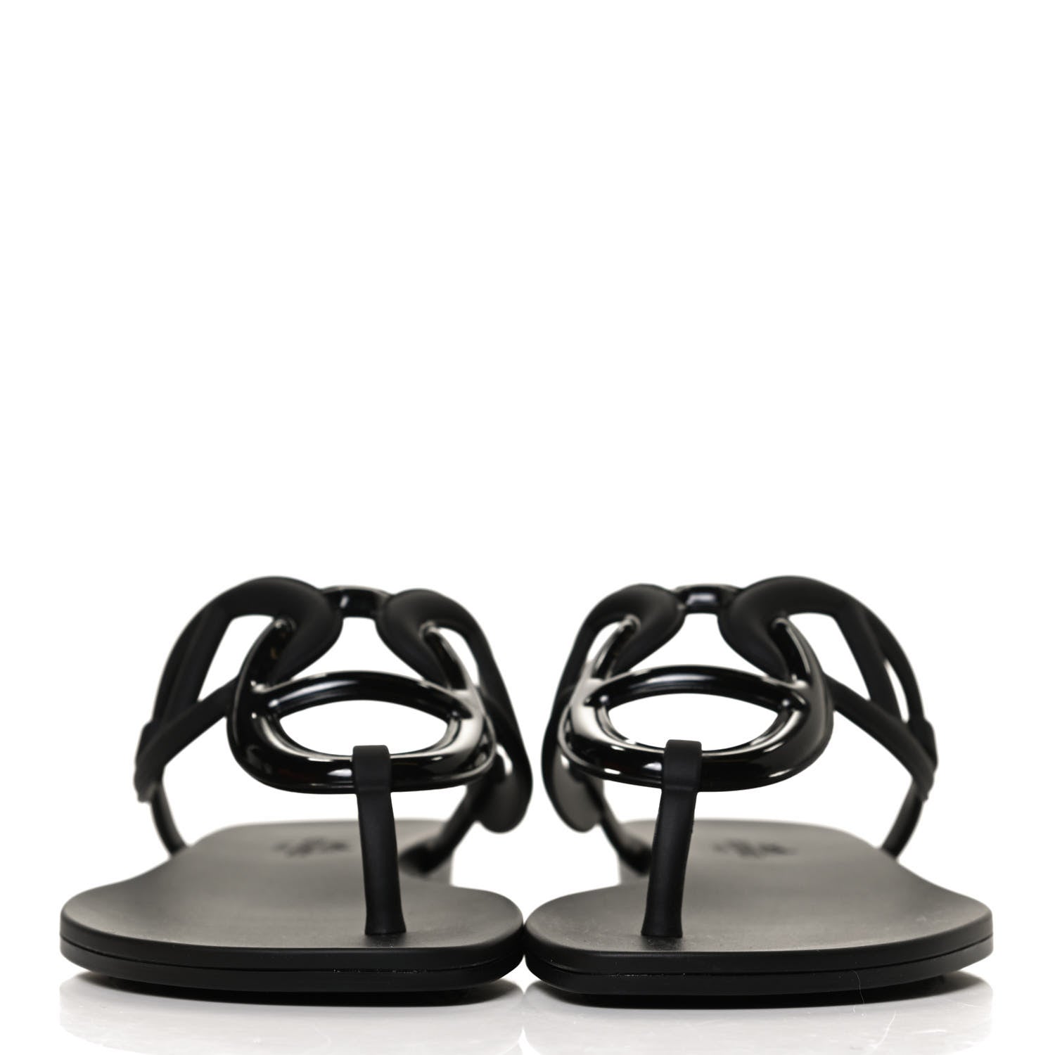 Hermes Rubber Womens Egerie Sandals 37 Black 2 of 9