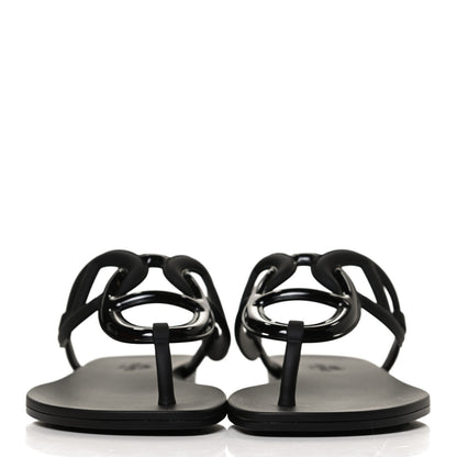 Hermes Rubber Womens Egerie Sandals 37 Black 2 of 9