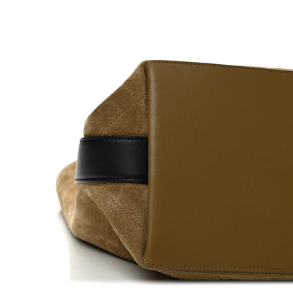 Chanel Suede Quilted Bucket Bag Dark Beige Black 8 of 10