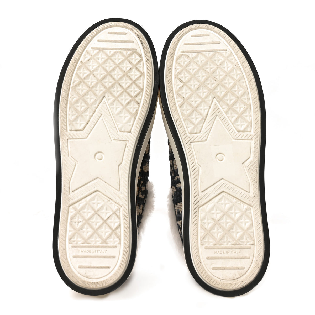 Canvas Oblique Shearling Walk'N'Dior Platform Sneakers  38.5 Deep Blue