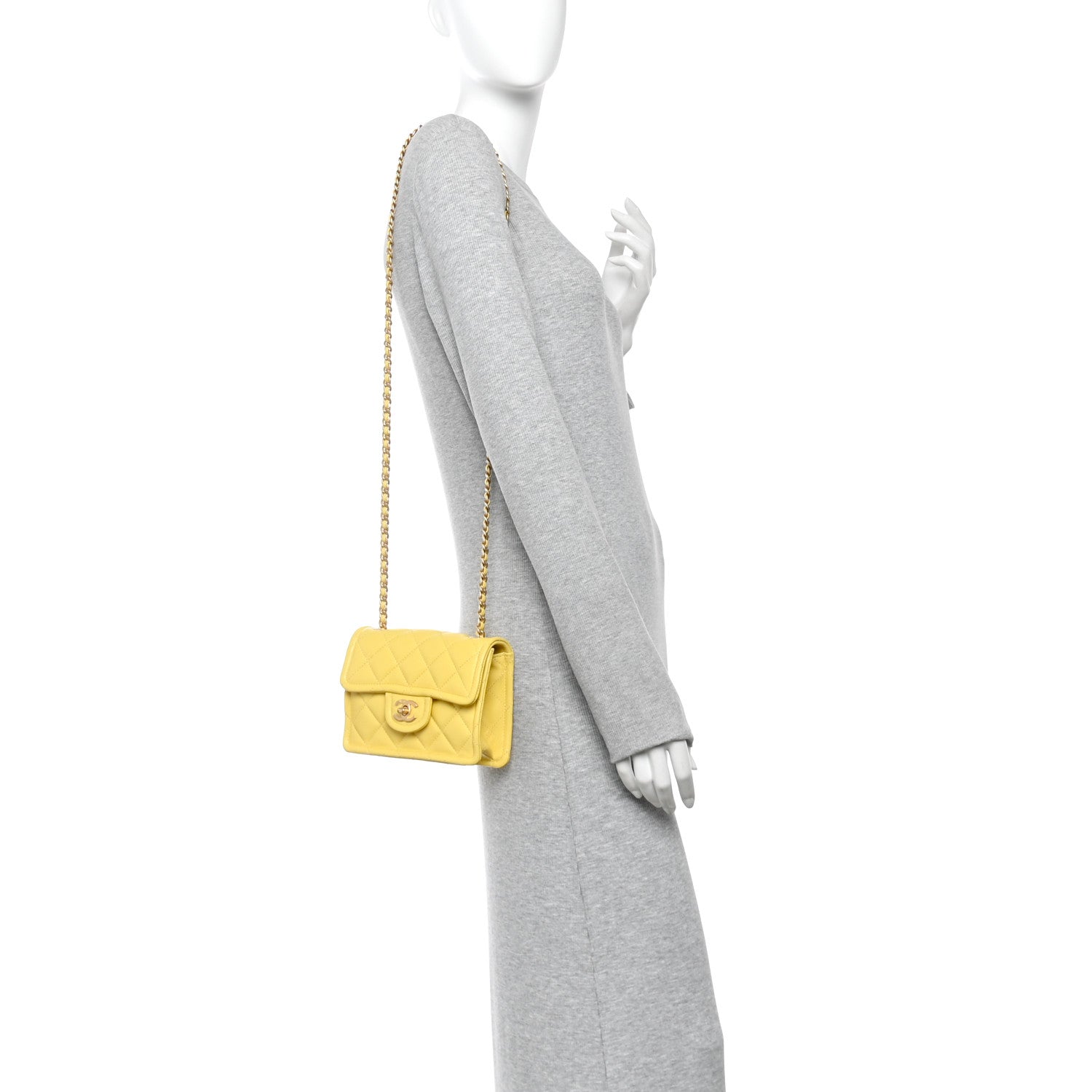 Chanel Caviar Quilted Mini Sweet Classic Flap Yellow 2 of 11