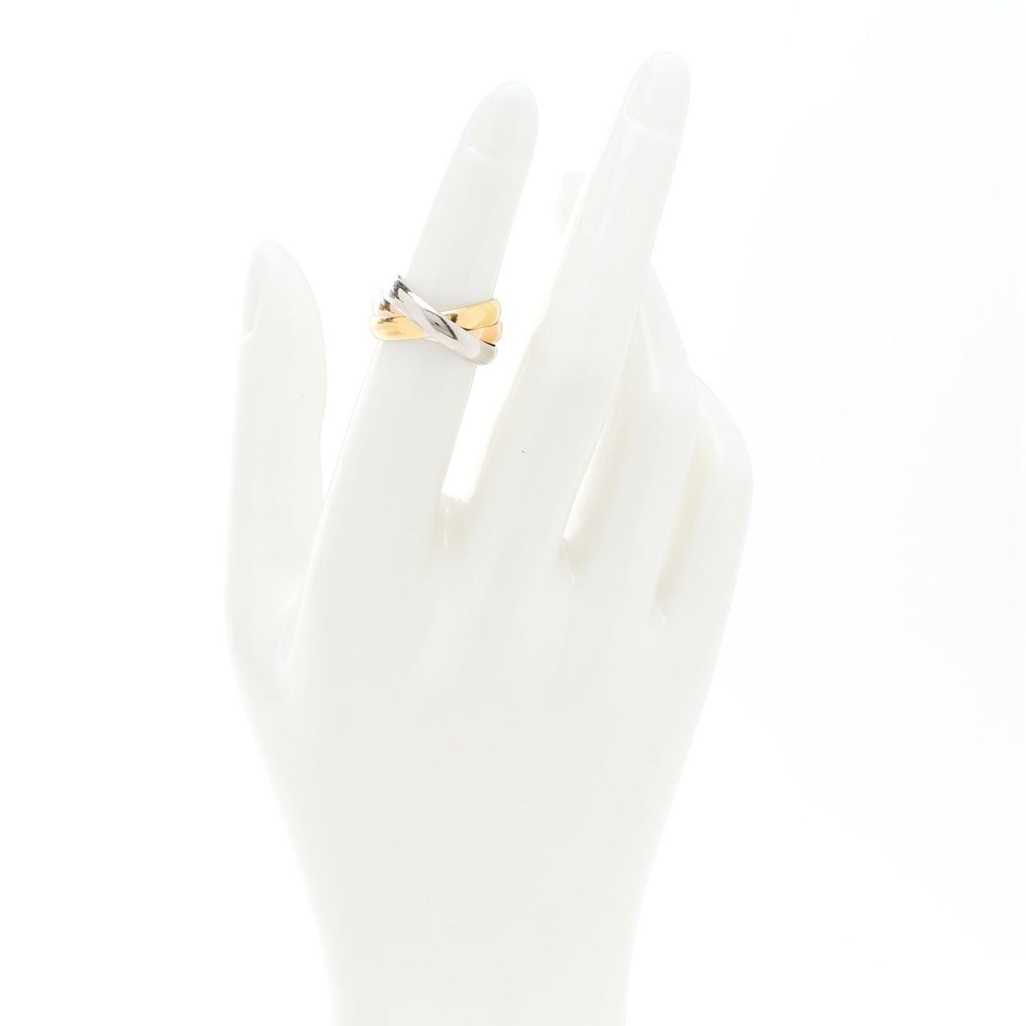 18K Pink Yellow White Gold Classic Les Must De Cartier Trinity Ring 50 5.25