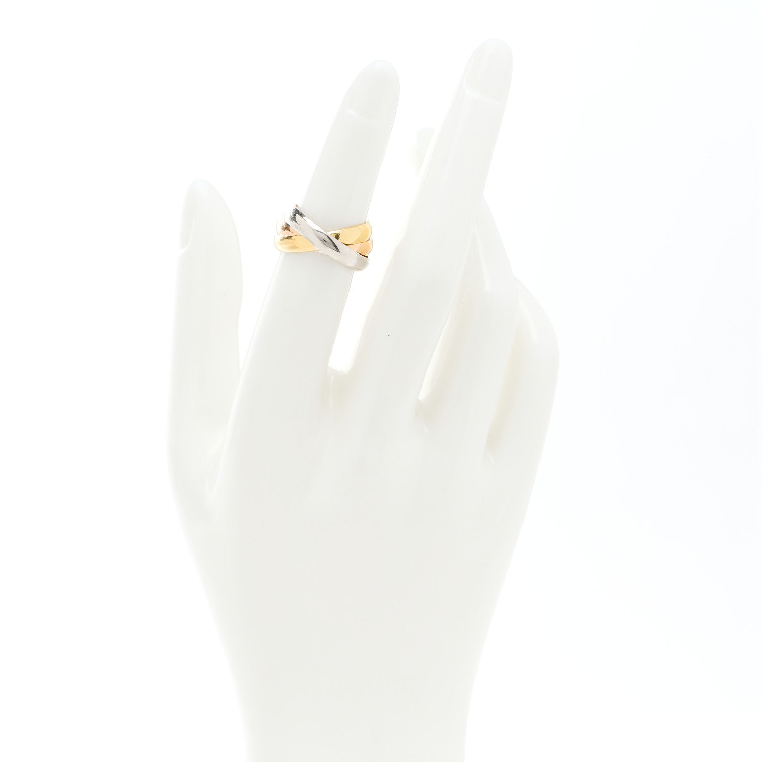 Cartier 18K Pink Yellow White Gold Classic Les Must De Cartier Trinity Ring 50 5.25 2 of 7
