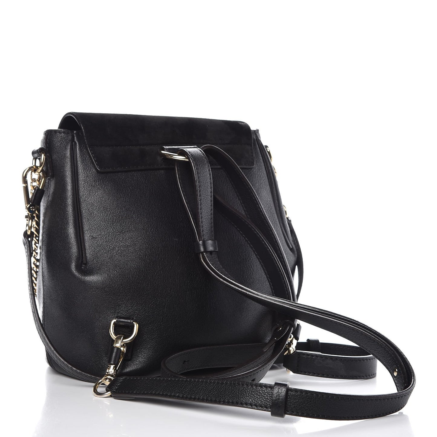 Suede Calfskin Small Faye Backpack Black