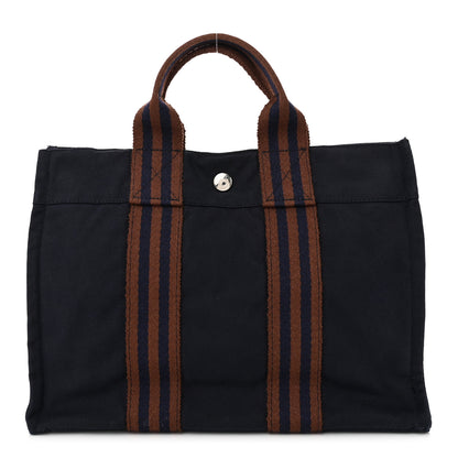 Hermes Canvas Tout Fourre PM Navy Brown 1 of 11