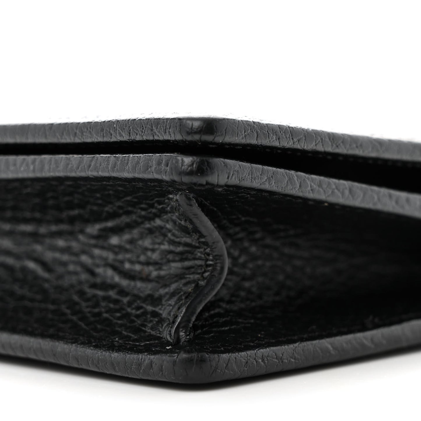 Dollar Calfskin Enamel Monochrome Mini GG Marmont Chain Wallet Black