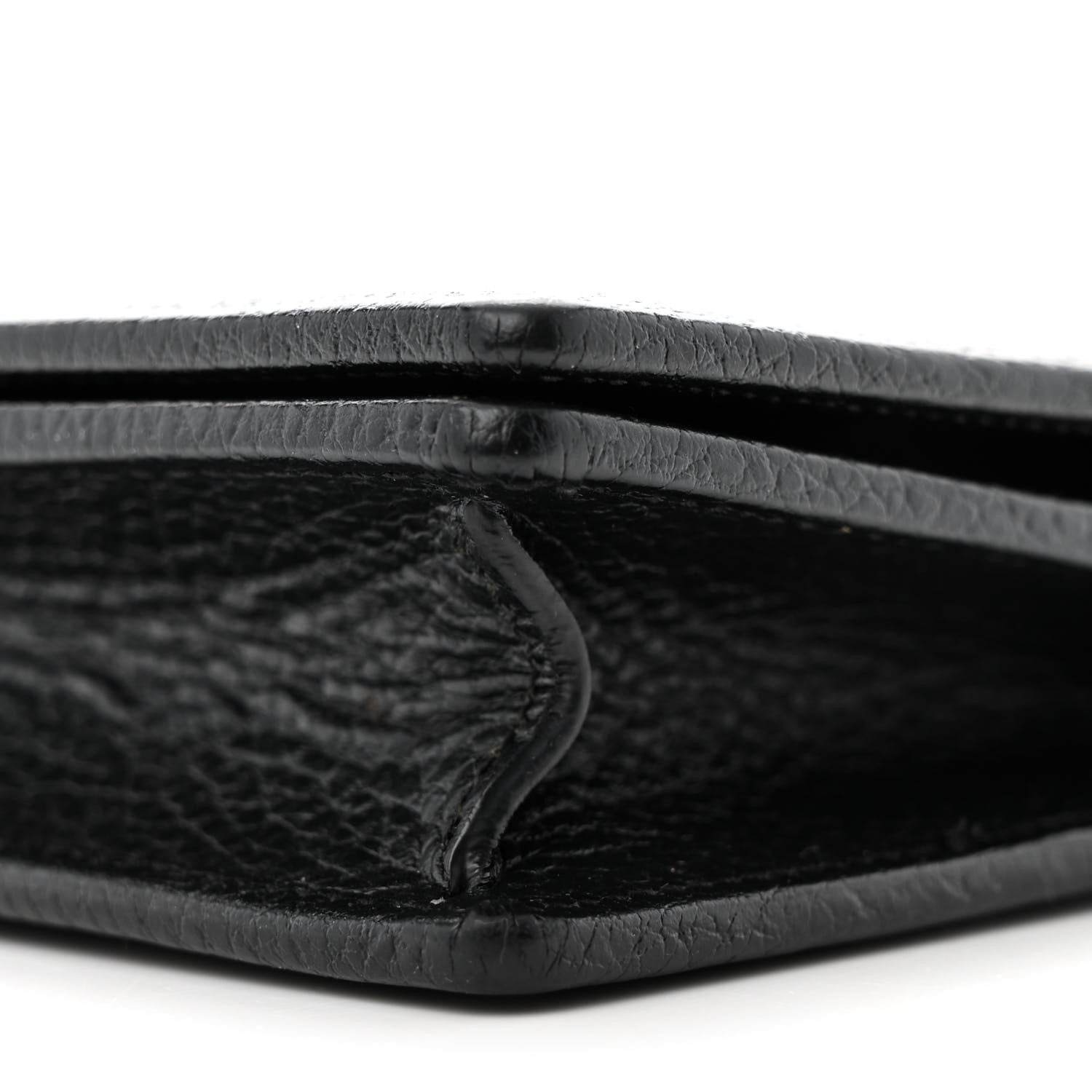 Gucci Dollar Calfskin Enamel Monochrome Mini GG Marmont Chain Wallet Black 9 of 13