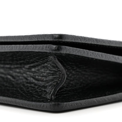 Gucci Dollar Calfskin Enamel Monochrome Mini GG Marmont Chain Wallet Black 9 of 13