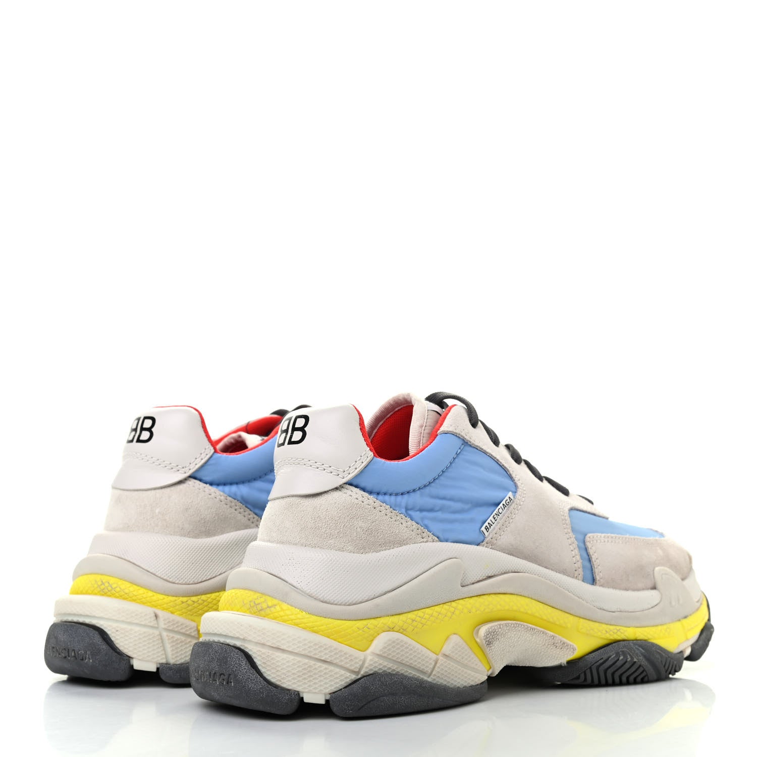 Balenciaga Nylon Suede Womens Triple S 2.0 Sneakers 39 Gris Bleu Rouge 4 of 7