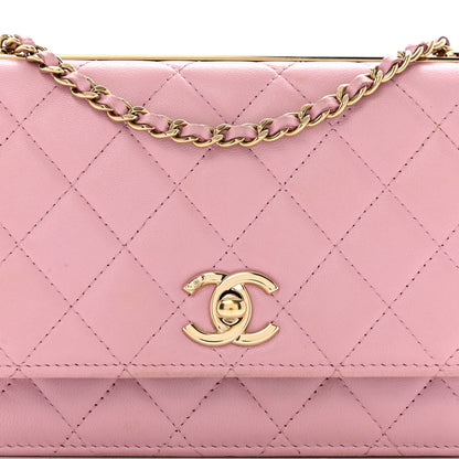 Chanel Lambskin Quilted Trendy CC Wallet On Chain WOC Pink 9 of 13