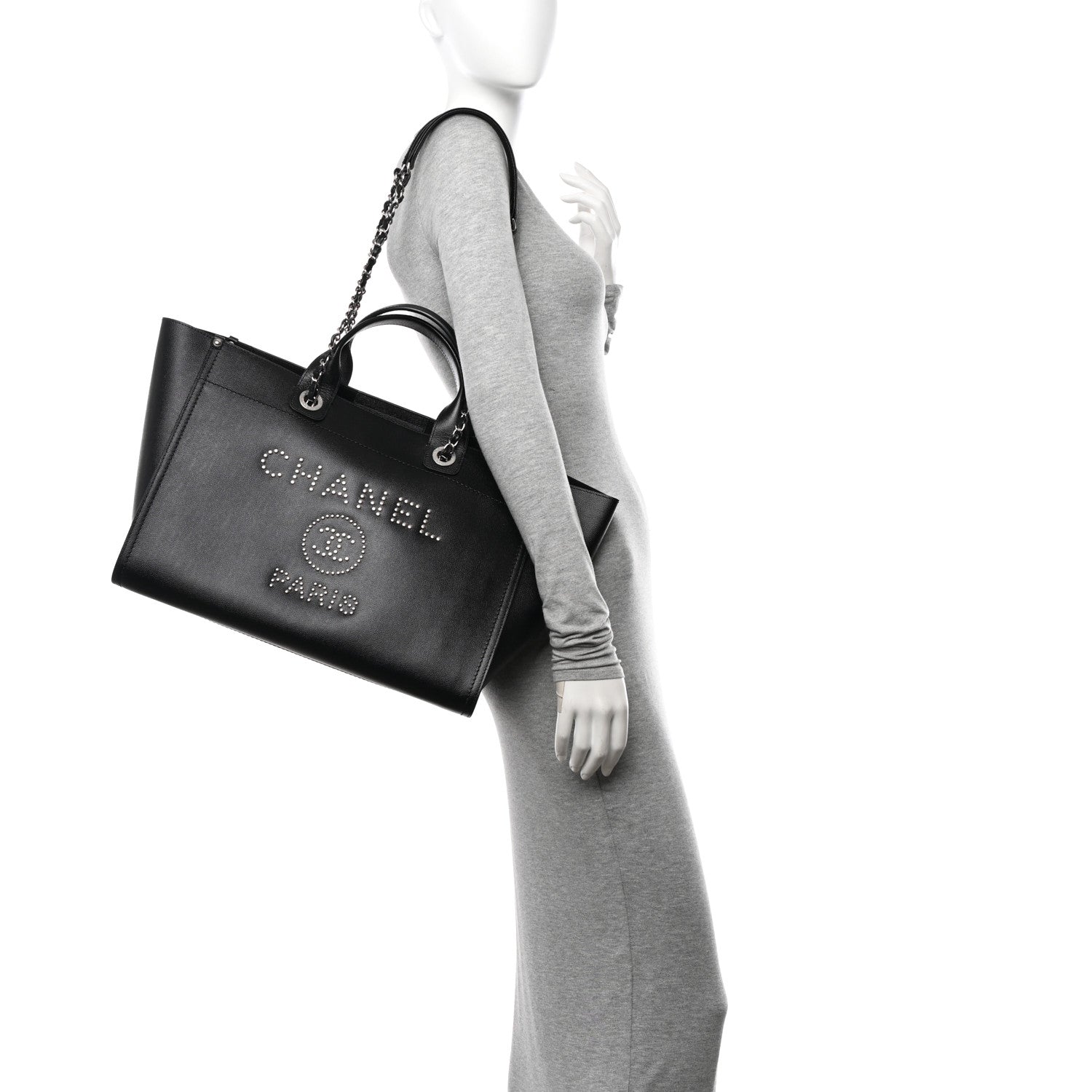 Chanel Caviar Medium Studded Deauville Tote Black 2 of 11