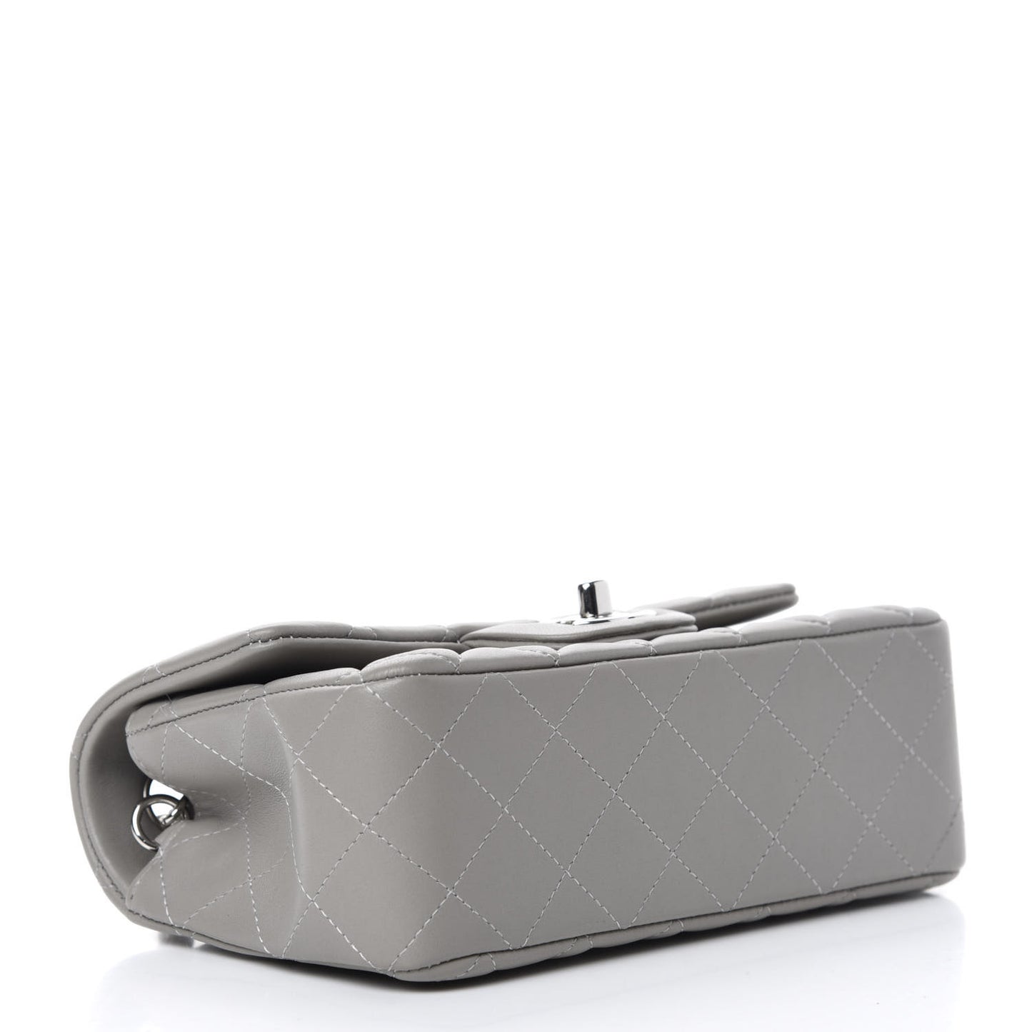 Lambskin Quilted Mini Rectangular Flap Grey