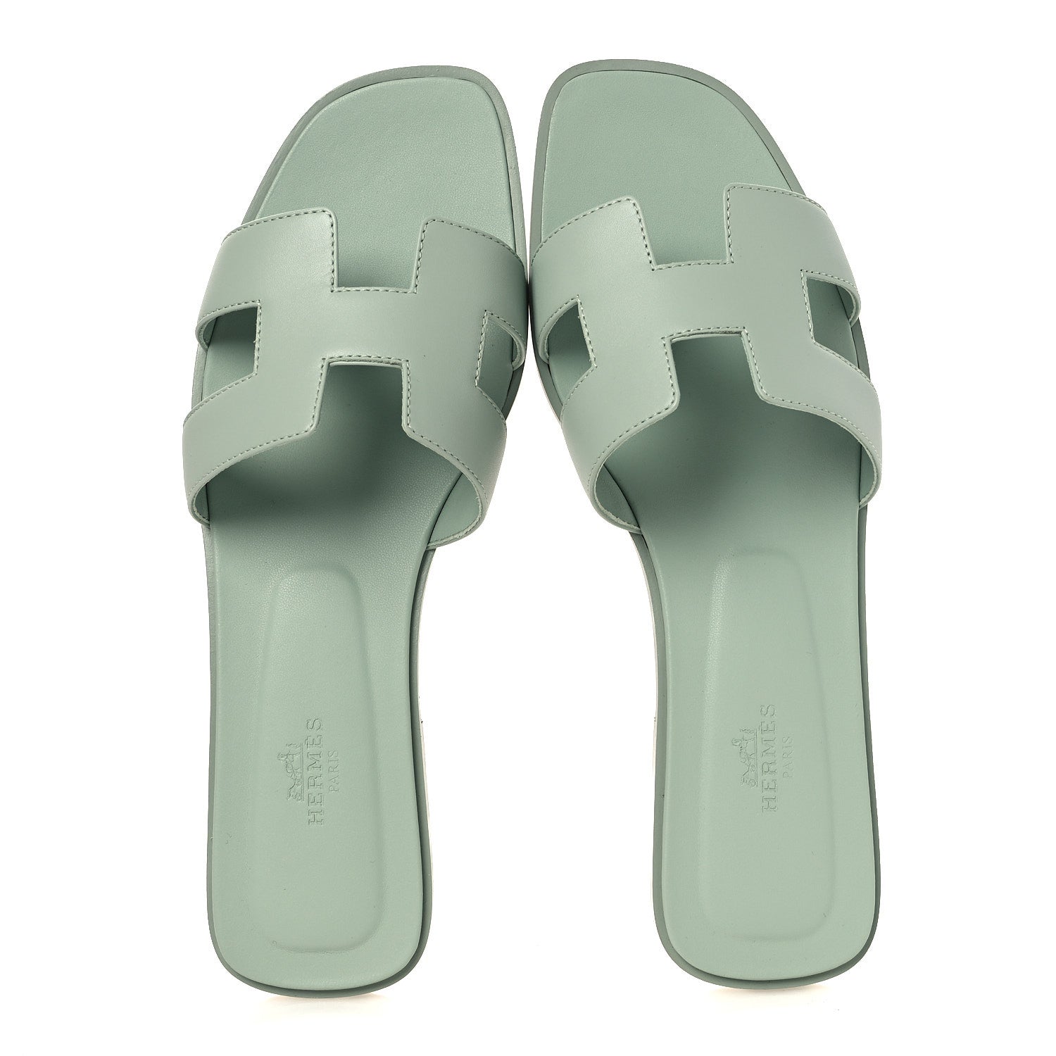 Hermes Calfskin Oran Sandals 40 Vert D'eau 2 of 10