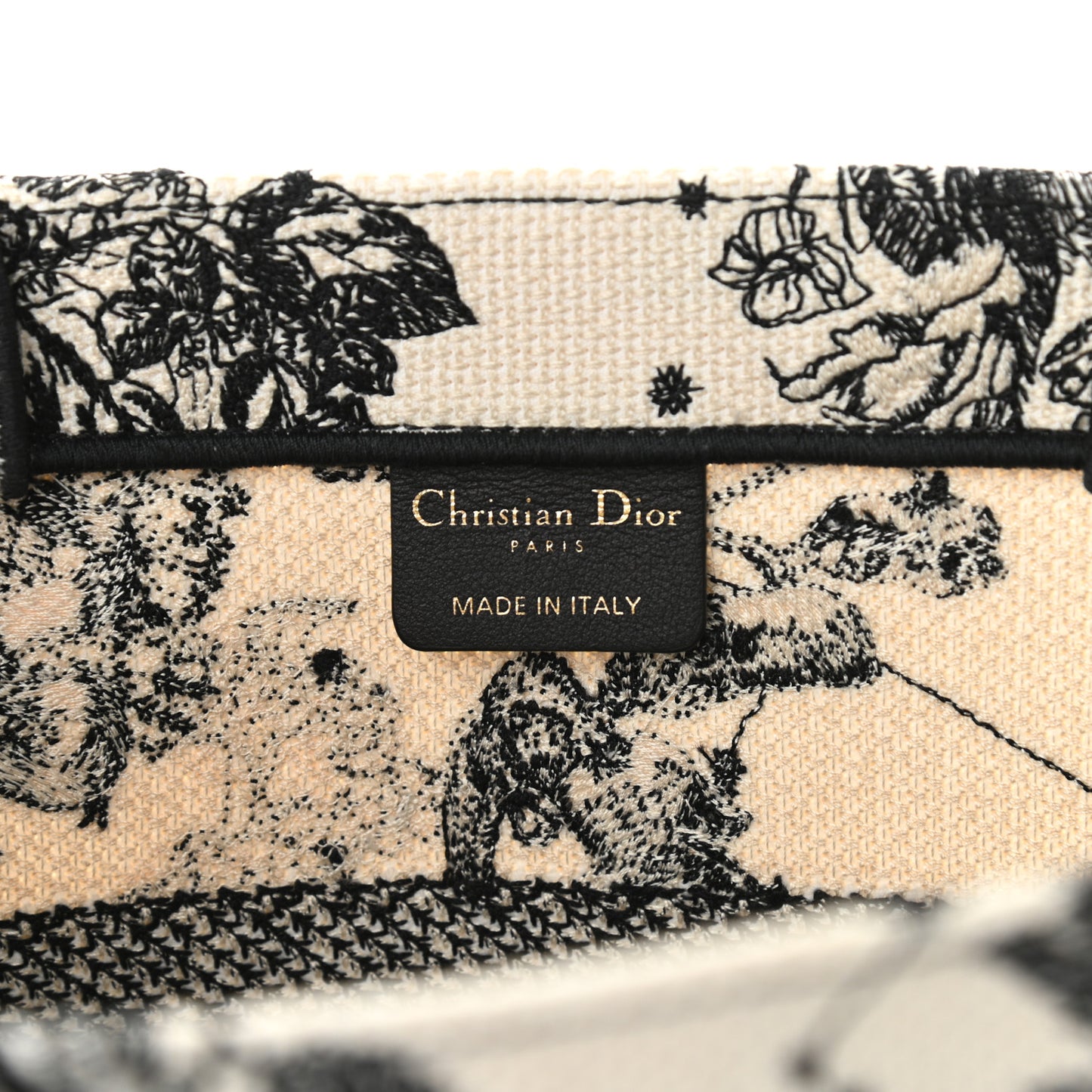 Canvas Zodiac Toile De Jouy Embroidered Medium Book Tote Latte