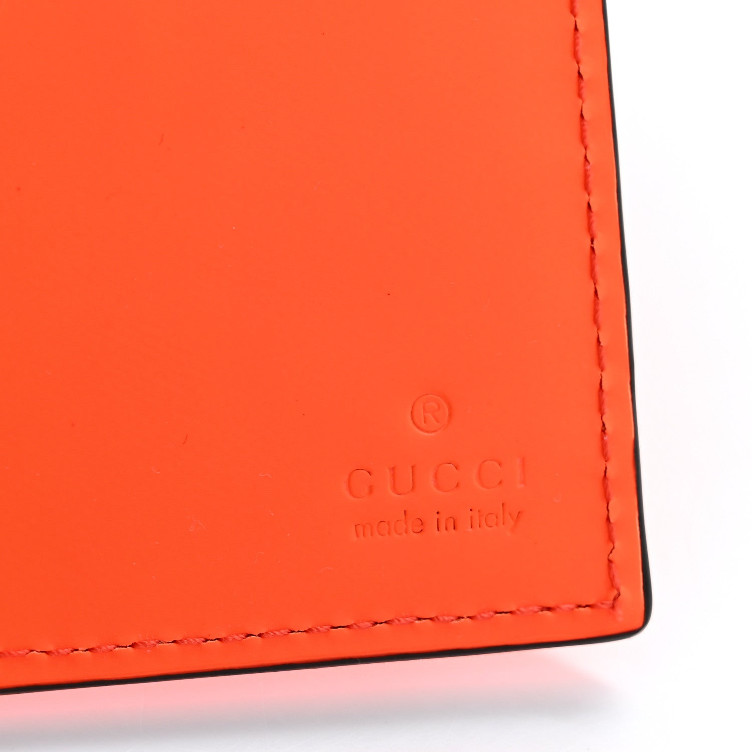 Gucci Rubber Effect GG Embossed Long Card Case New Orange Fluo 6 of 8